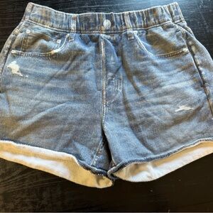 rag & bone Distressed Faux Denim Blue Jean Shorts